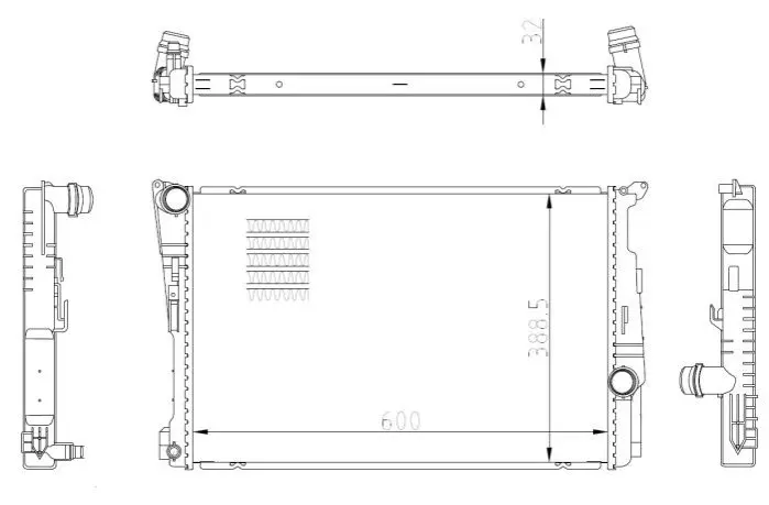 Радіатор BMW X3 (F25), X4 (F26) 1.6-3.0D 09.10-03.18 NRF 59228 (фото 1)