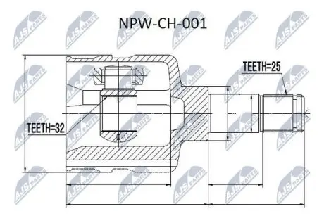 ШРУС / Шарнир равных угловых скоростей NTY NPW-CH-001