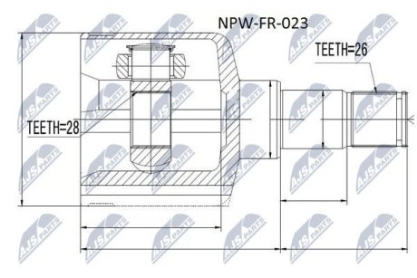 ШАРНИР РАВНЫХ УГЛОВЫХ СКОРОСТЕЙ NTY NPW-FR-023