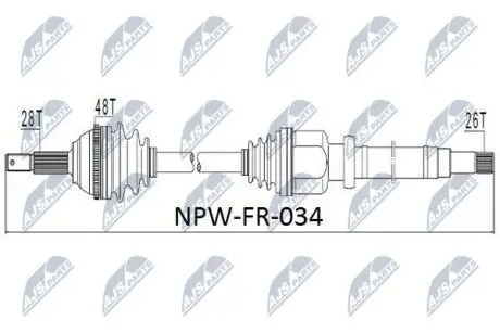 Напіввісь NTY NPW-FR-034