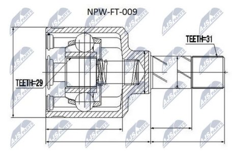 ШАРНИР РАВНЫХ УГЛОВЫХ СКОРОСТЕЙ NTY NPW-FT-009