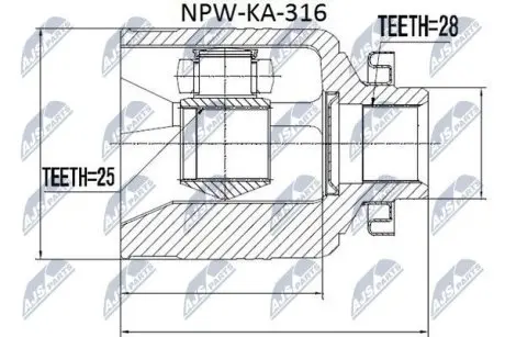 ШРУС / Шарнір рівних кутових швидкостей NTY NPW-KA-316