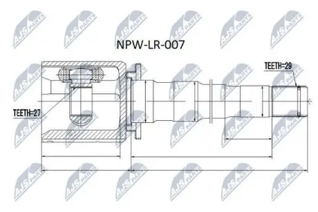 ШРУС / Шарнір рівних кутових швидкостей NTY NPW-LR-007 (фото 1)
