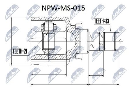 ШАРНИР РАВНЫХ УГЛОВЫХ СКОРОСТЕЙ NTY NPW-MS-015