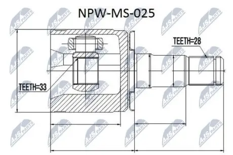 ШРУС / Шарнір рівних кутових швидкостей NTY NPW-MS-025