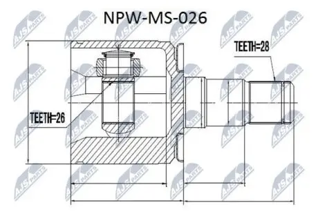 ШРУС / Шарнір рівних кутових швидкостей NTY NPW-MS-026