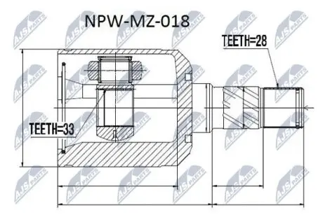 Шарнір рівних кутових швидкостей NTY NPW-MZ-018