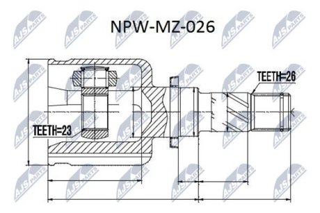 Шарнір рівних кутових швидкостей NTY NPW-MZ-026