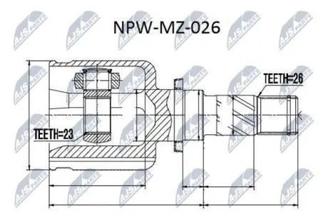 ШРУС / Шарнир равных угловых скоростей NTY NPW-MZ-026 (фото 1)
