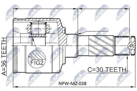 Шарнір рівних кутових швидкостей NTY NPW-MZ-038