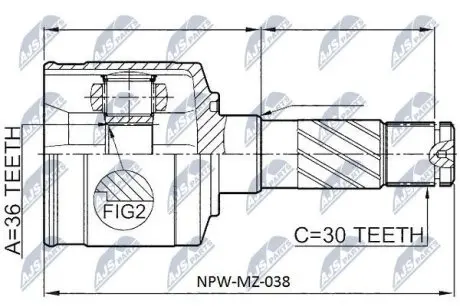 ШРУС / Шарнір рівних кутових швидкостей NTY NPW-MZ-038
