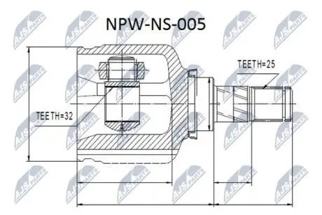 ШРУС / Шарнір рівних кутових швидкостей NTY NPW-NS-005