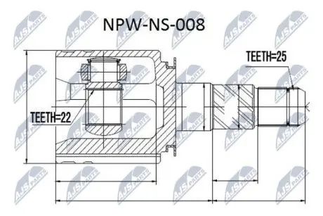 ШРУС / Шарнір рівних кутових швидкостей NTY NPW-NS-008 (фото 1)