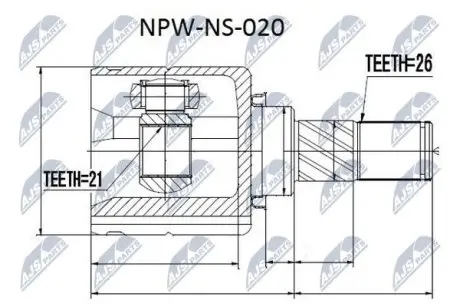 ШРУС / Шарнір рівних кутових швидкостей NTY NPW-NS-020
