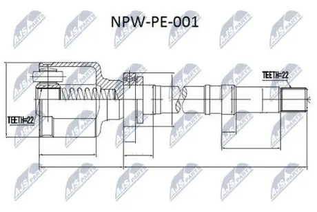ШРУС / Шарнір рівних кутових швидкостей NTY NPW-PE-001
