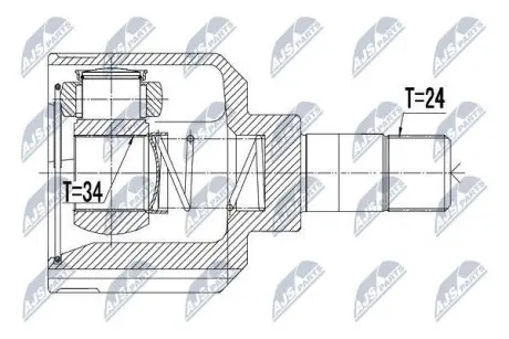 ШРУС / Шарнір рівних кутових швидкостей NTY NPW-PE-022 (фото 1)