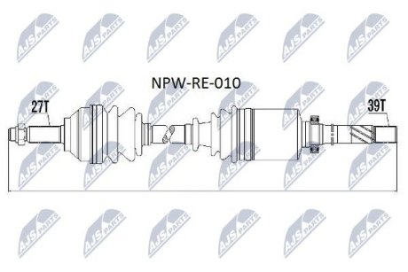 Полуось правая Renault Trafic фургон III (FL) 01-/Opel Vivaro 01- NTY NPW-RE-010