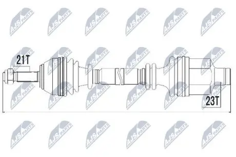 Піввісь права (на шплінт) Renault Clio II 1.1/1.2/16V/1.4/16V/1.5dCi/1.6/1.9D/dTi 98-, Kangoo 1.2/16V/1.4/1.5dCi/1.6 16V/1.9D/dTi 98- L:754/A:21/K:23/ABS:26 NTY NPW-RE-014