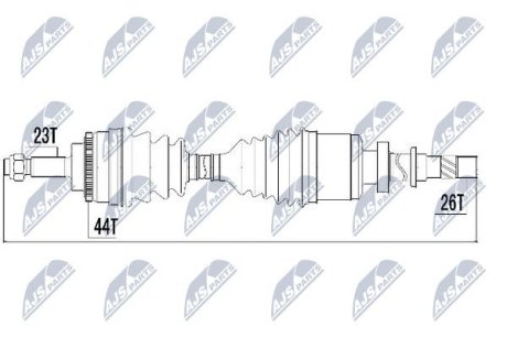 Полуось правая (+ABS) Renault Kangoo/Megane/Scenic 23z-85mm-26z ABS NTY NPW-RE-018