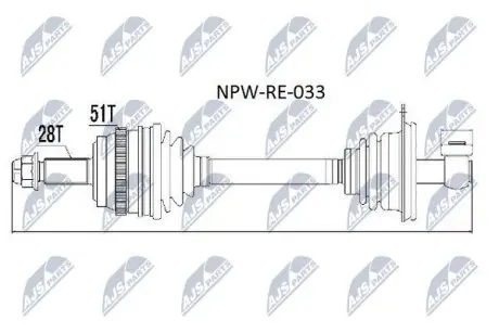 Піввісь NTY NPW-RE-033