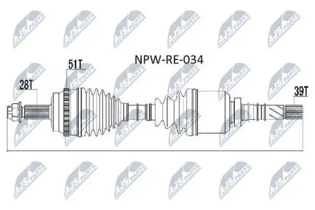 Полуось NTY NPW-RE-034
