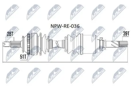Піввісь NTY NPW-RE-036
