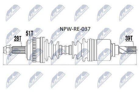 Полуось NTY NPW-RE-037