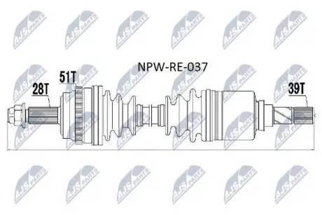 Напіввісь NTY NPW-RE-037