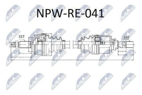 Полуось NTY NPW-RE-041 (фото 1)