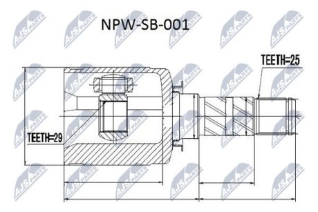 Шарнір рівних кутових швидкостей NTY NPW-SB-001