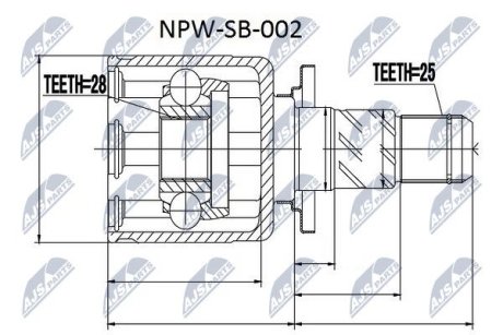 ШАРНИР РАВНЫХ УГЛОВЫХ СКОРОСТЕЙ NTY NPW-SB-002