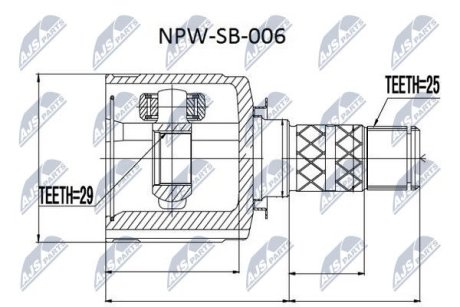 Шарнір рівних кутових швидкостей NTY NPW-SB-006