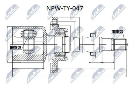 ШРУС / Шарнір рівних кутових швидкостей NTY NPW-TY-047