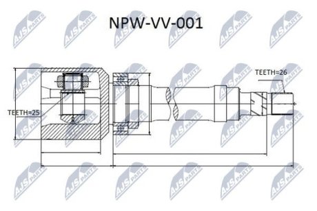 Шарнір рівних кутових швидкостей NTY NPW-VV-001