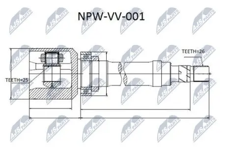 ШРУС / Шарнір рівних кутових швидкостей NTY NPW-VV-001