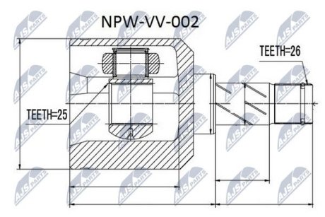 Шарнір рівних кутових швидкостей NTY NPW-VV-002