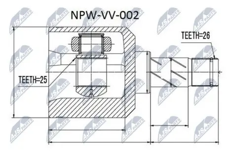 ШРУС / Шарнір рівних кутових швидкостей NTY NPW-VV-002