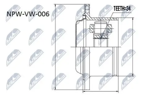 Шарнір рівних кутових швидкостей NTY NPW-VW-006