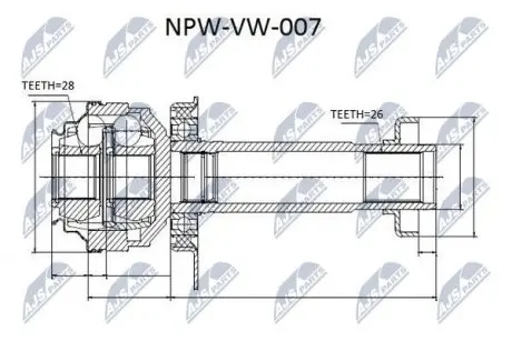 ШРУС / Шарнір рівних кутових швидкостей NTY NPW-VW-007