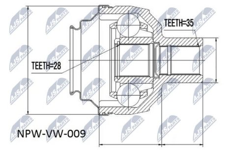 Шарнир равных угловых скоростей NTY NPW-VW-009