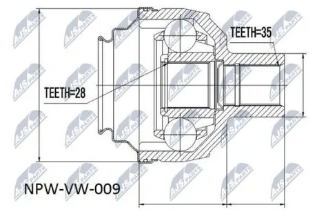 ШРУС / Шарнір рівних кутових швидкостей NTY NPW-VW-009