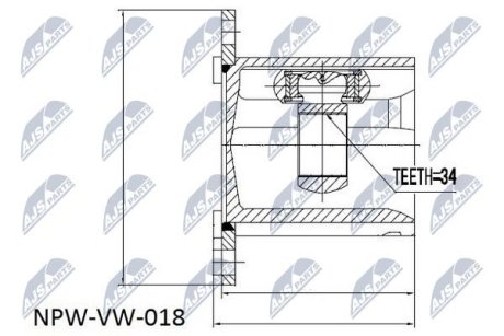 Шарнір рівних кутових швидкостей NTY NPW-VW-018