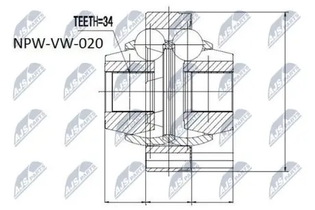 ШРУС / Шарнір рівних кутових швидкостей NTY NPW-VW-020