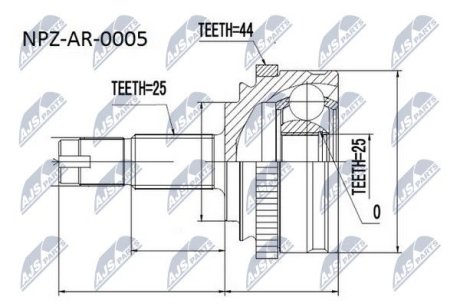 ШАРНИР РАВНЫХ УГЛОВЫХ СКОРОСТЕЙ NTY NPZ-AR-005