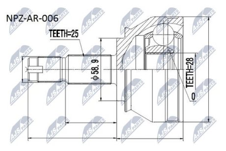 ШАРНИР РАВНЫХ УГЛОВЫХ СКОРОСТЕЙ NTY NPZ-AR-006