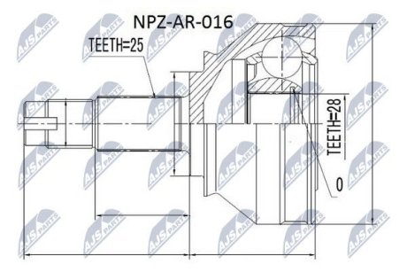 ШАРНИР РАВНЫХ УГЛОВЫХ СКОРОСТЕЙ NTY NPZ-AR-016