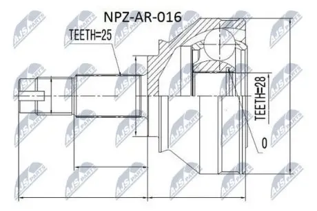 ШРУС / Шарнір рівних кутових швидкостей NTY NPZ-AR-016