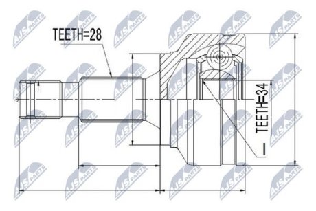 Шарнір рівних кутових швидкостей NTY NPZ-CT-019