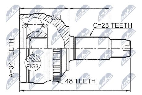 Шарнир равных угловых скоростей NTY NPZ-DW-028