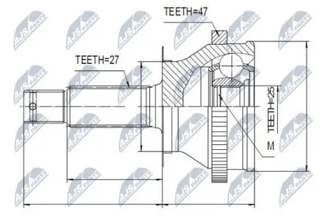 ШРУС / Шарнір рівних кутових швидкостей NTY NPZ-HY-535 (фото 1)